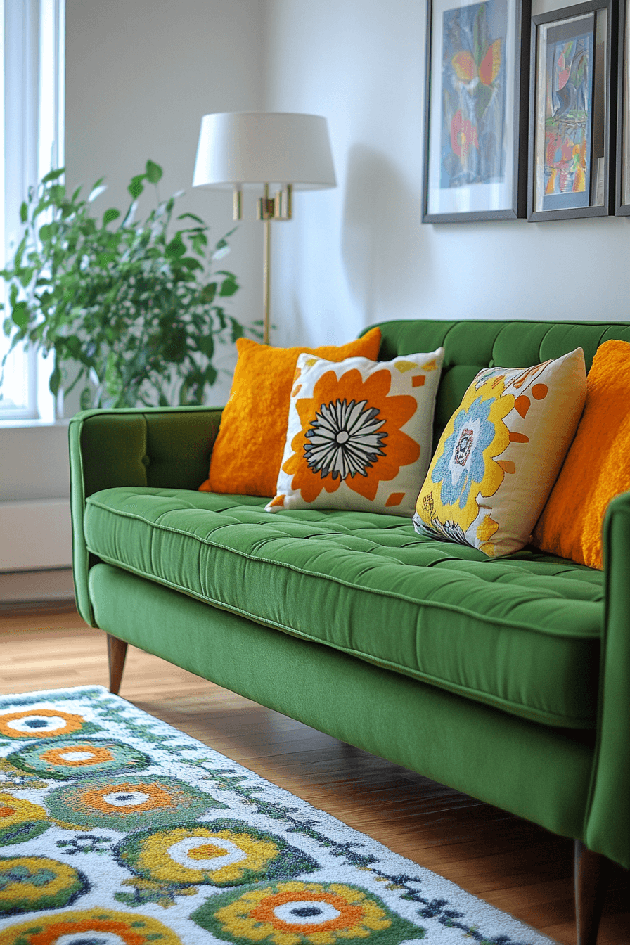 green couch living room ideas