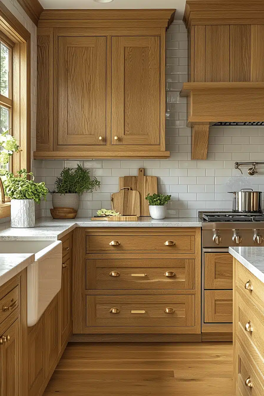 golden oak kitchen cabinets