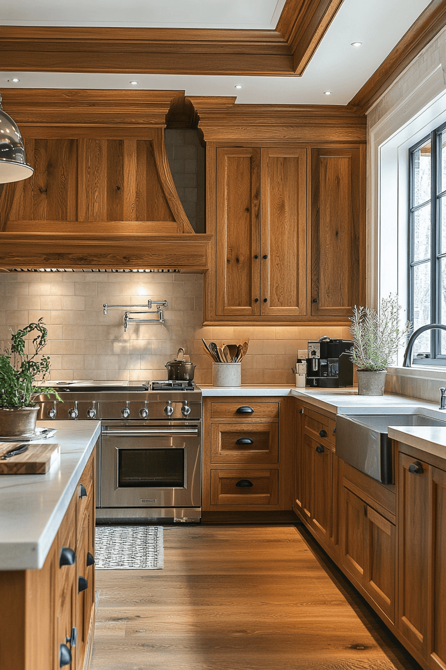 warm wood kitchen cabinets