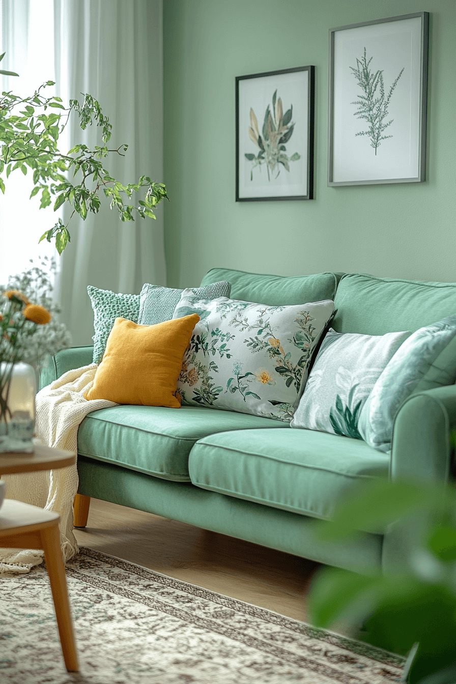green couch living room ideas