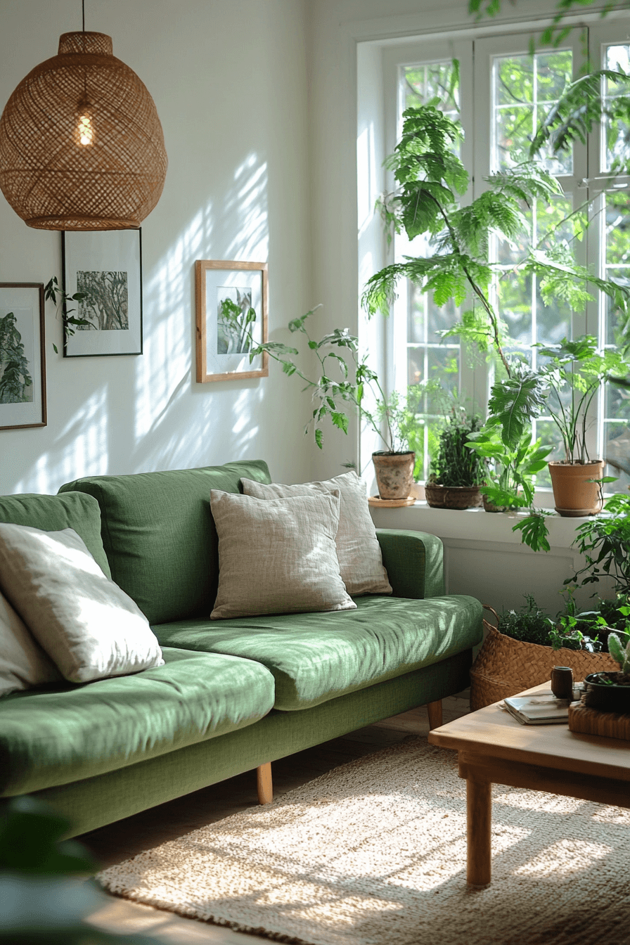 green couch living room ideas