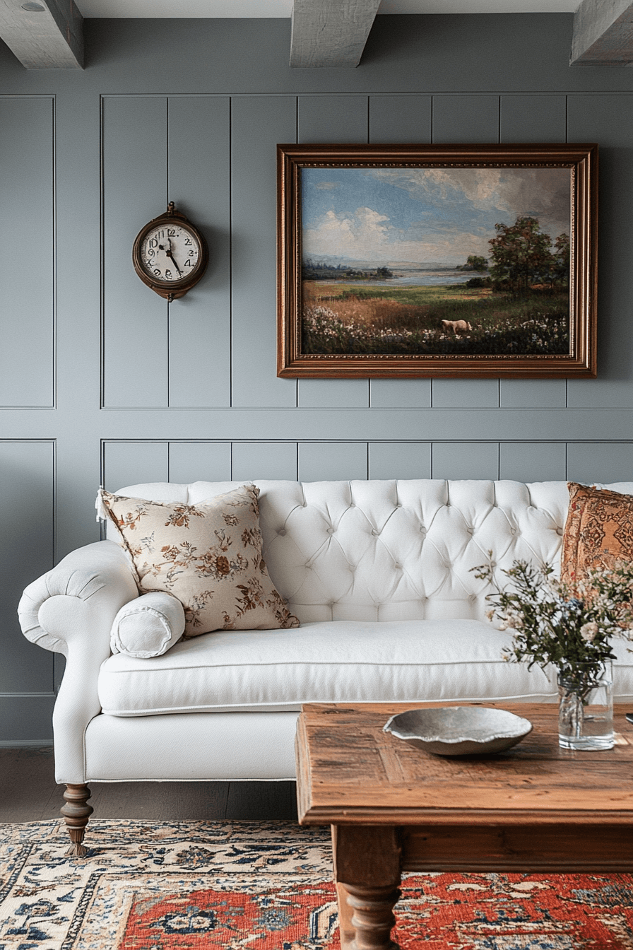 white couch living room