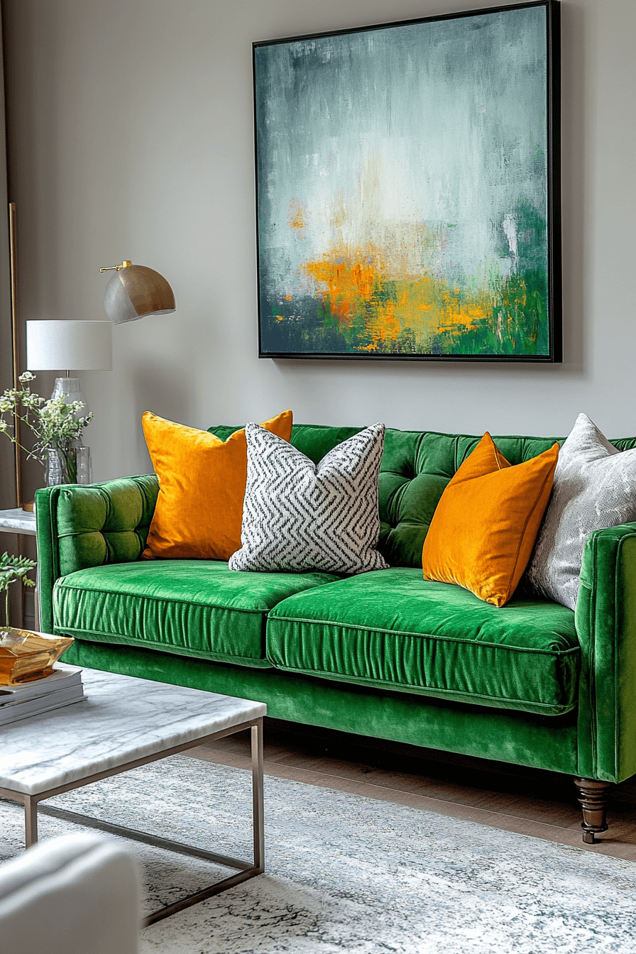 green couch living room ideas