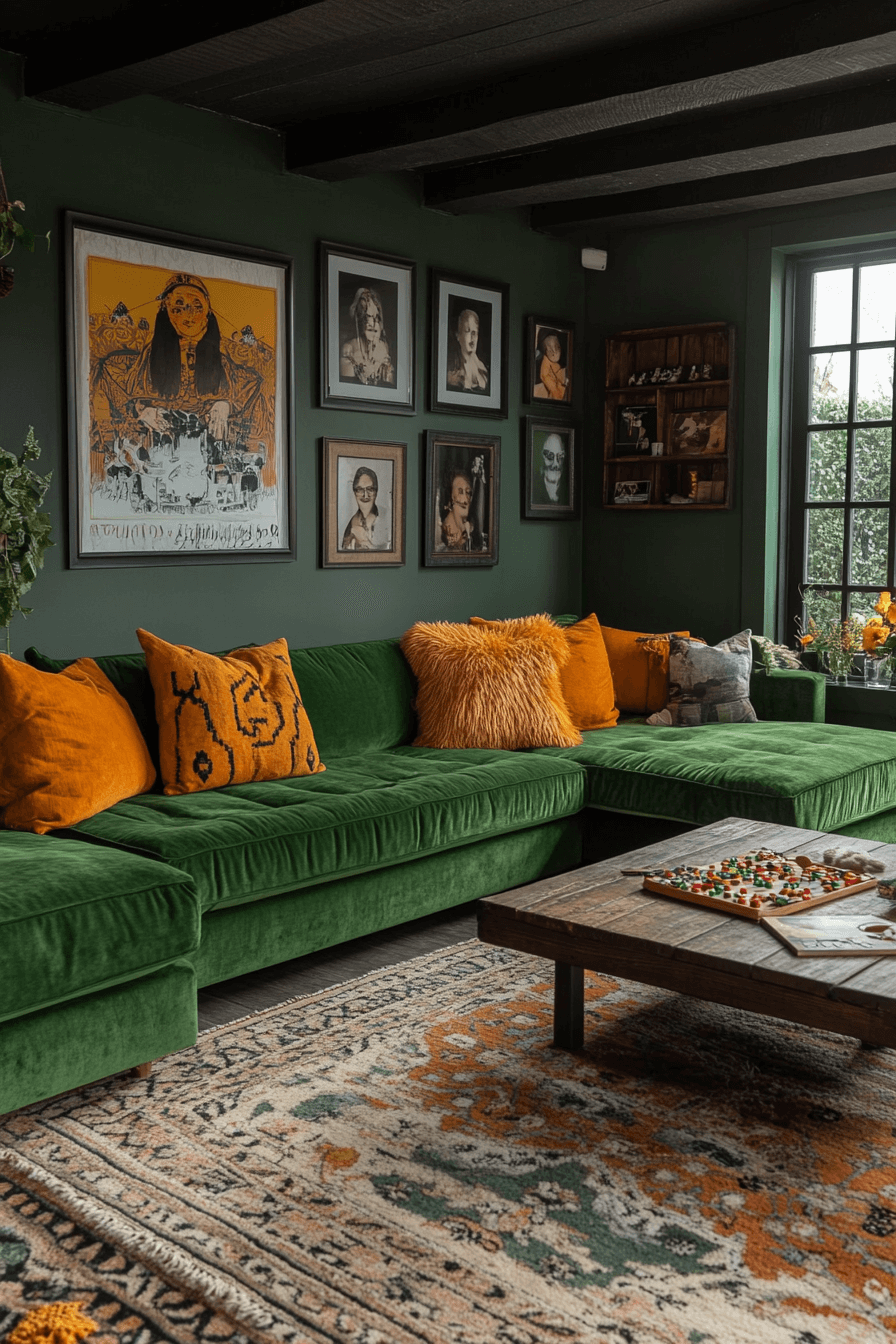 green couch living room ideas