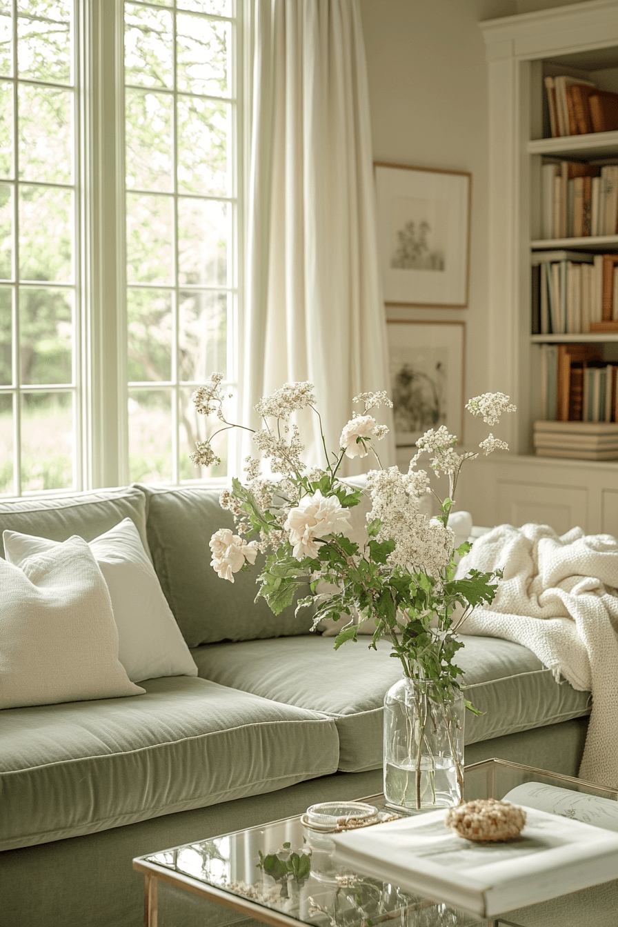 green couch living room ideas