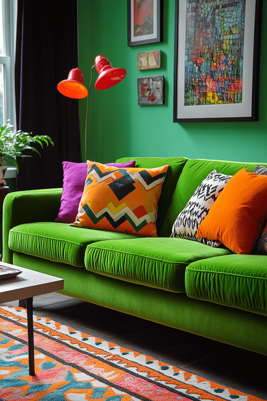green couch living room ideas