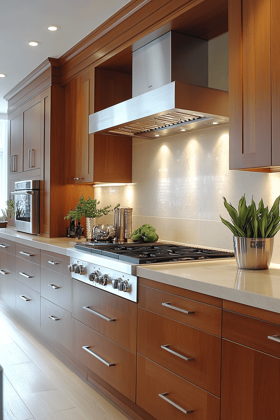 warm wood kitchen cabinets