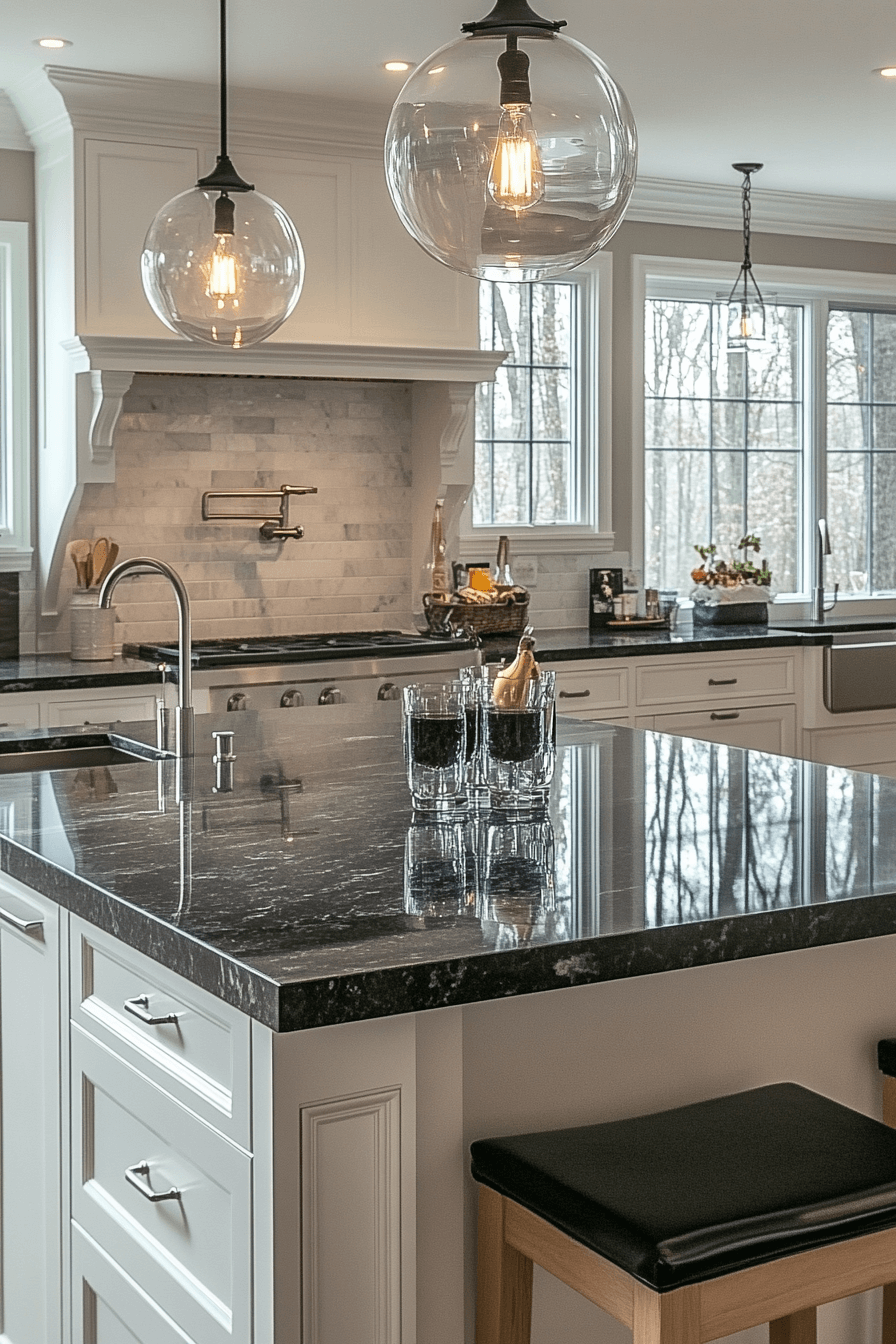 29 Black Granite Countertops Kitchen Ideas That Shine With Contemporary ...