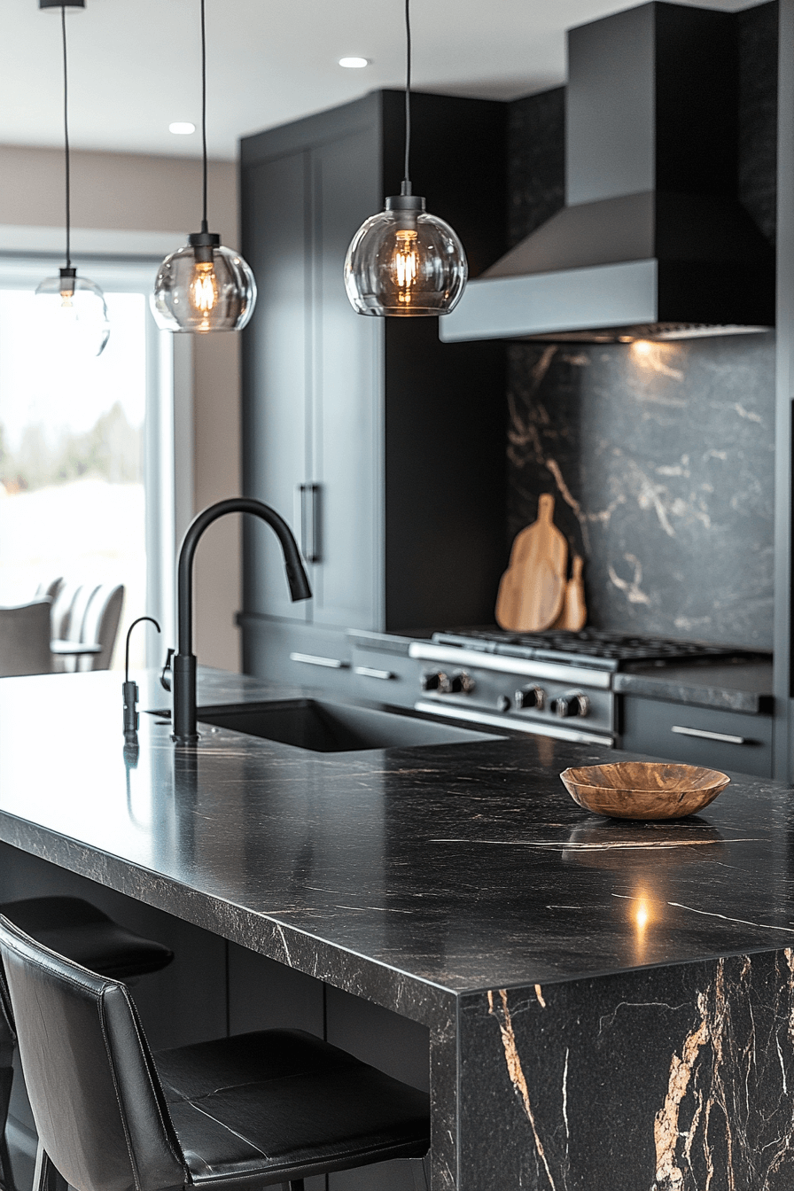 29 Black Granite Countertops Kitchen Ideas That Shine With Contemporary ...