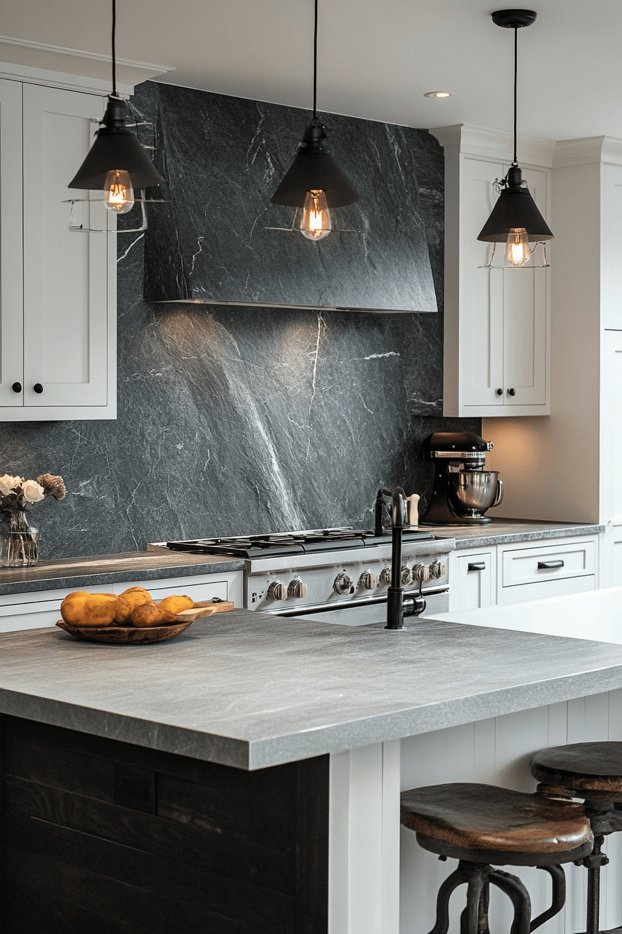 stone backsplash kitchen