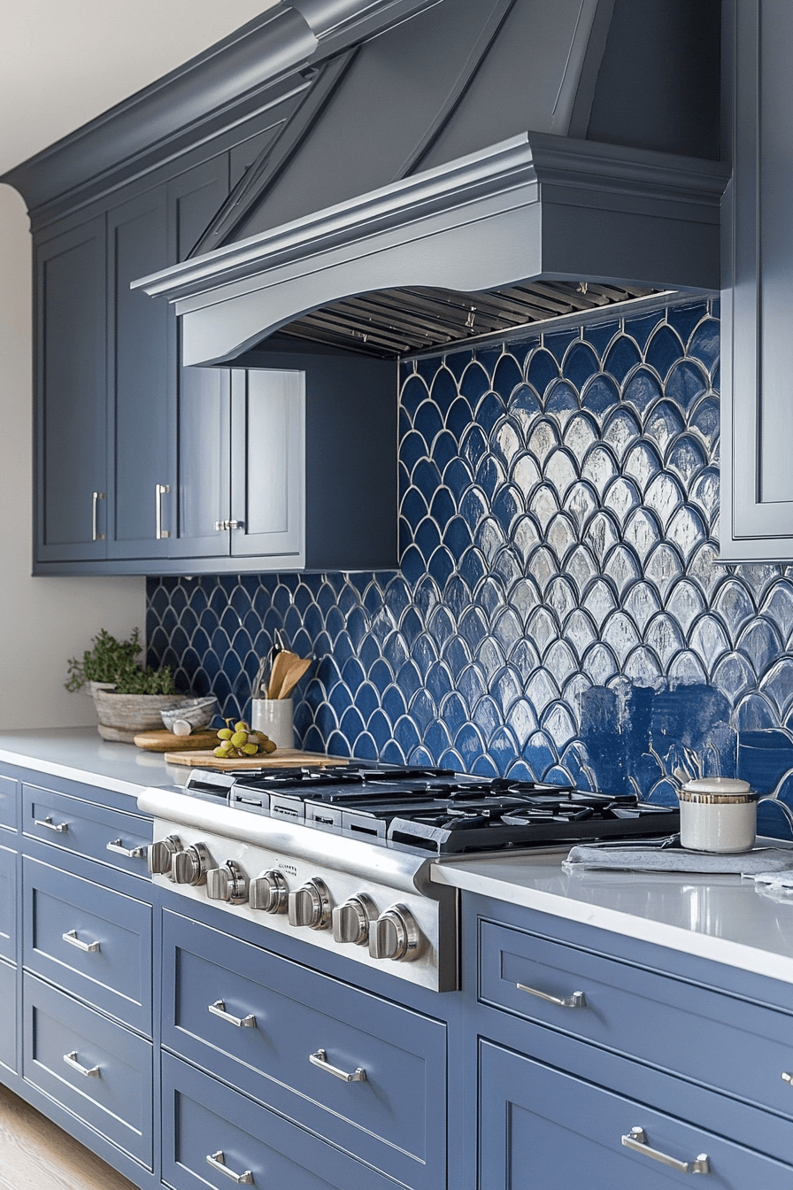blue backsplash kitchen