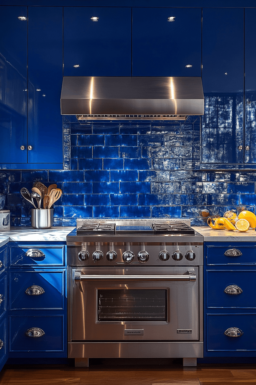 blue backsplash kitchen