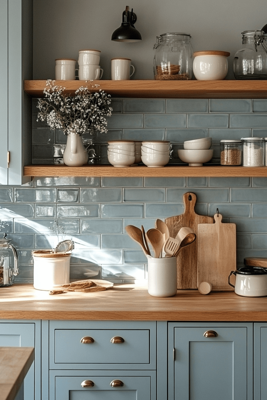 blue backsplash kitchen