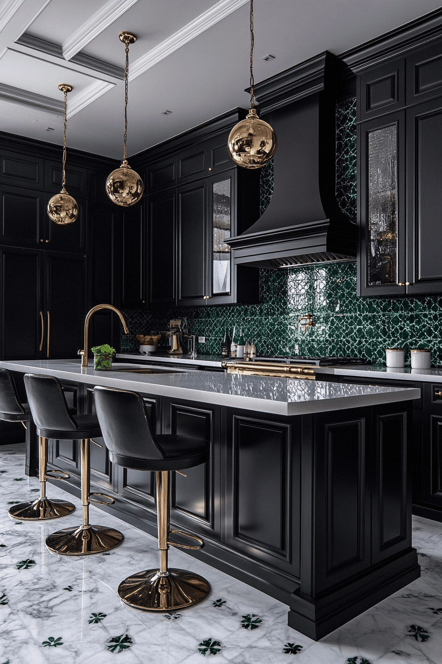 green backsplash kitchen