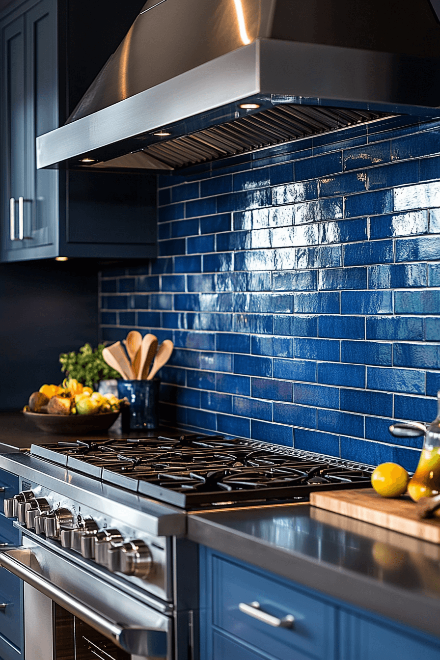 blue backsplash kitchen