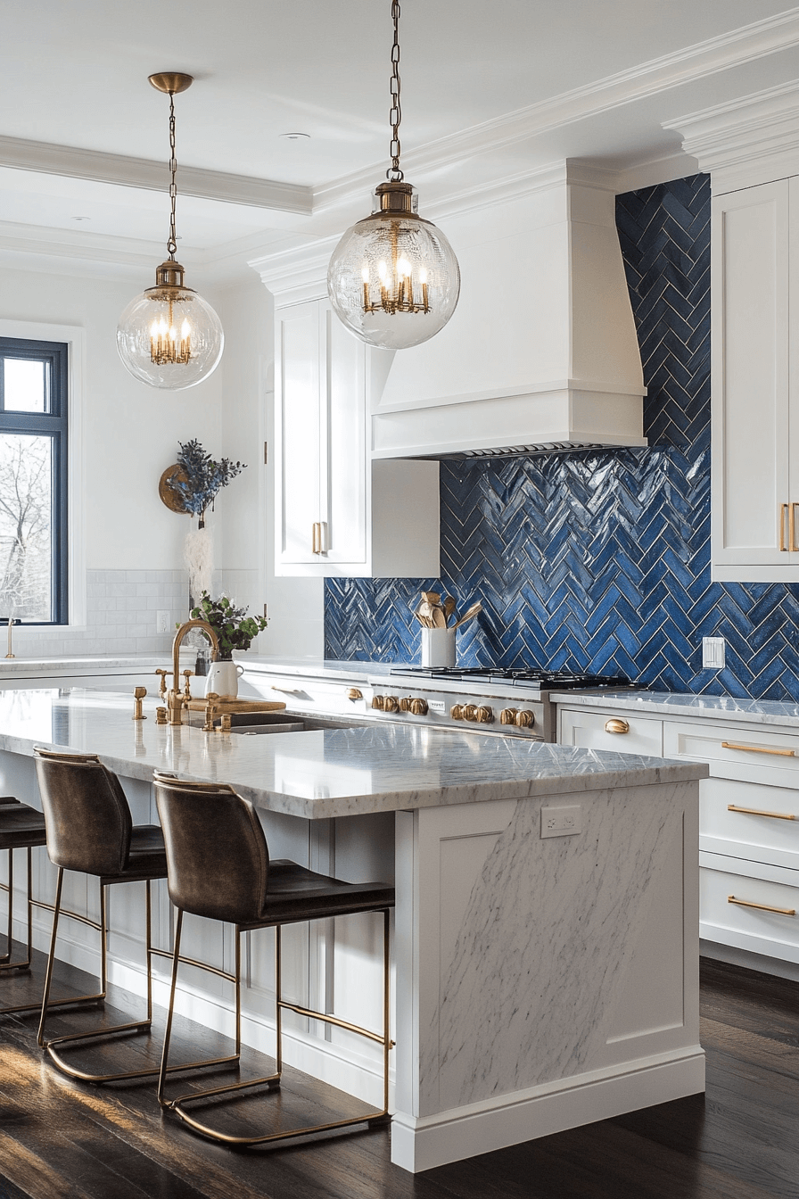 blue backsplash kitchen