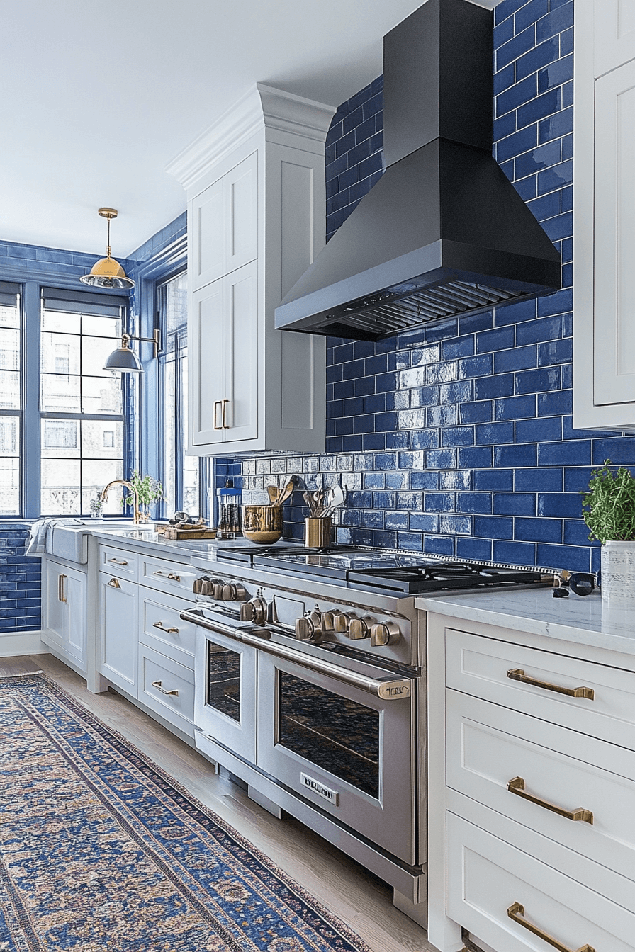 blue backsplash kitchen