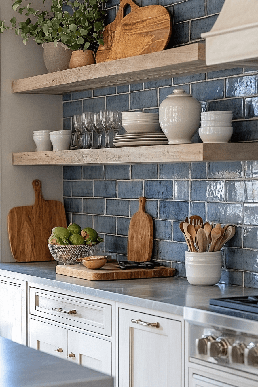 blue backsplash kitchen