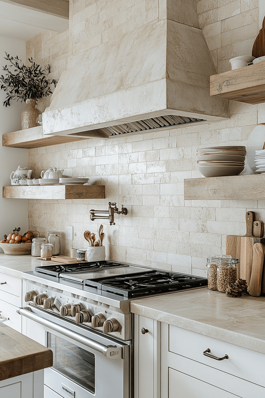 neutral backsplash kitchen