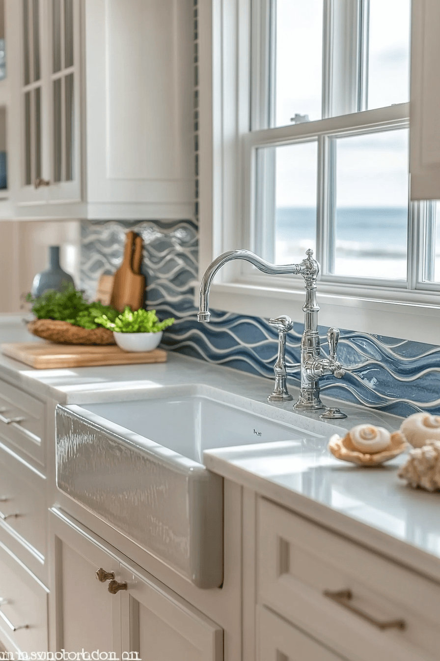 blue backsplash kitchen