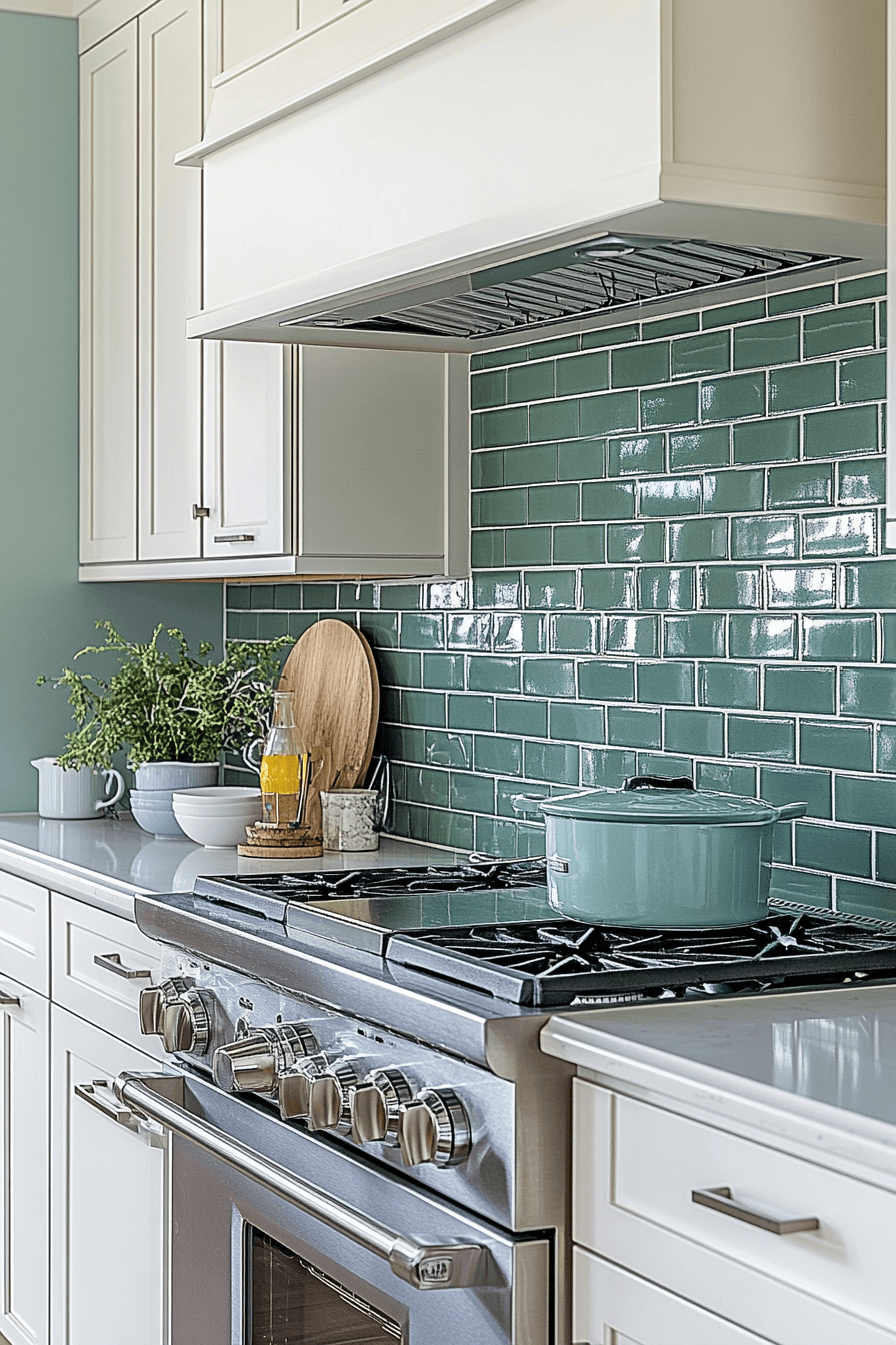 green backsplash kitchen