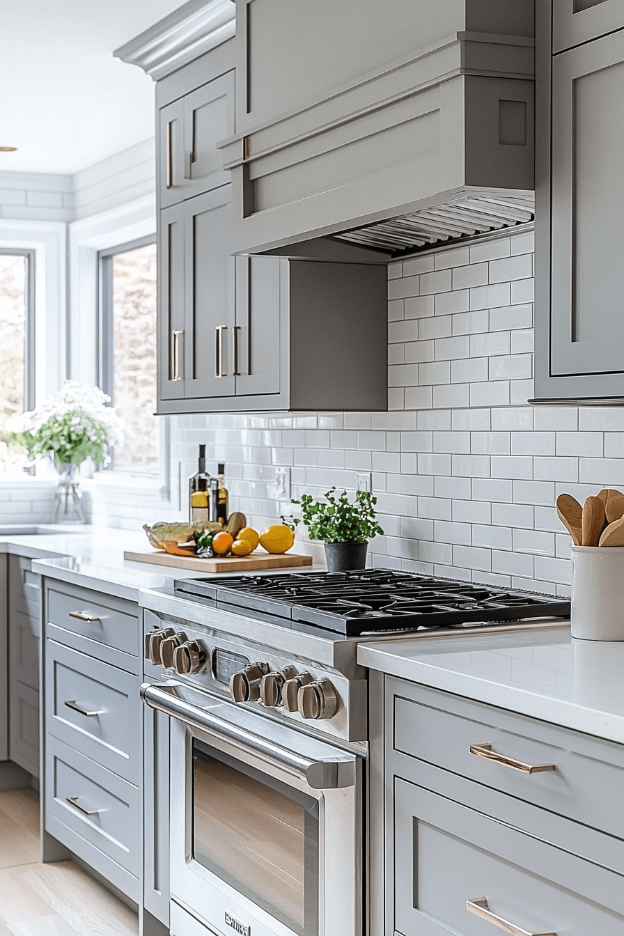 Grey Cabinets White Countertops
