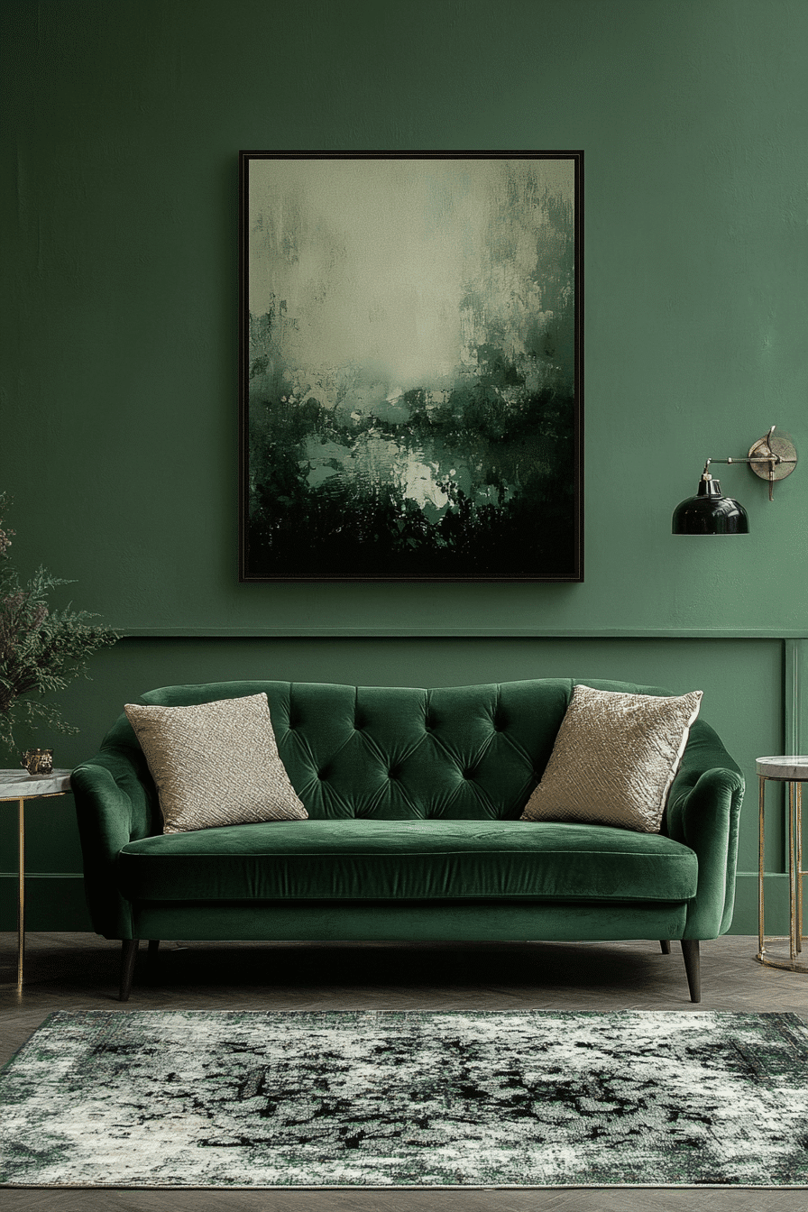 green couch living room