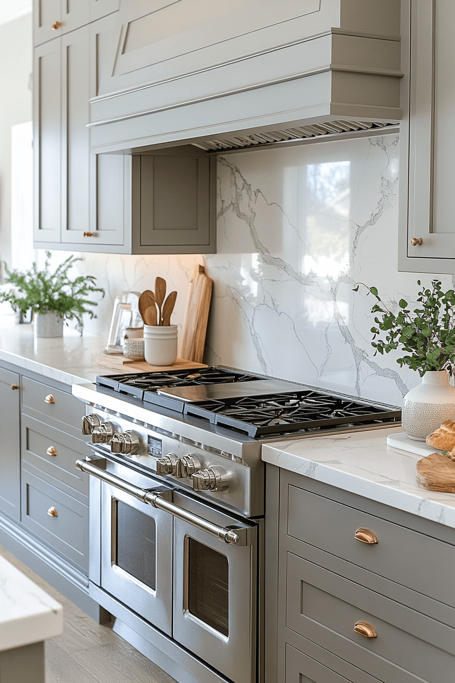 Grey Cabinets White Countertops