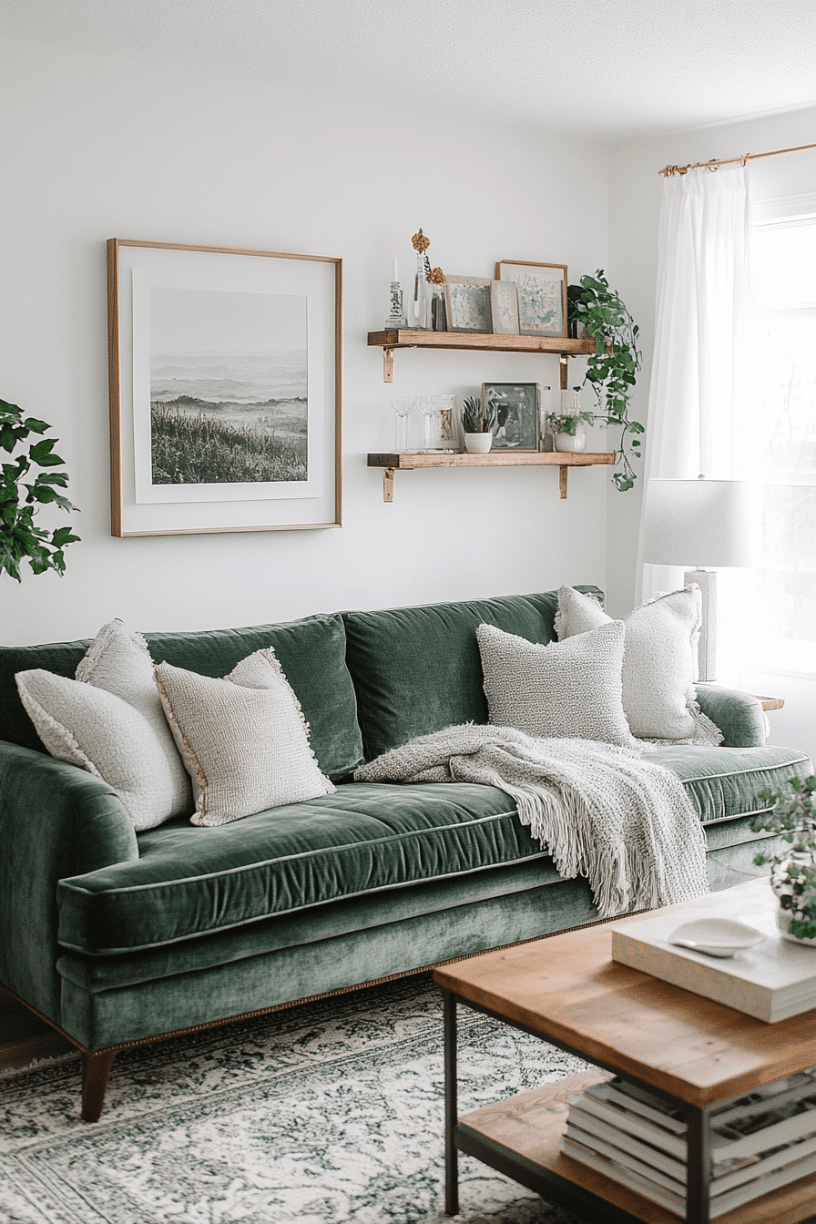 green couch living room