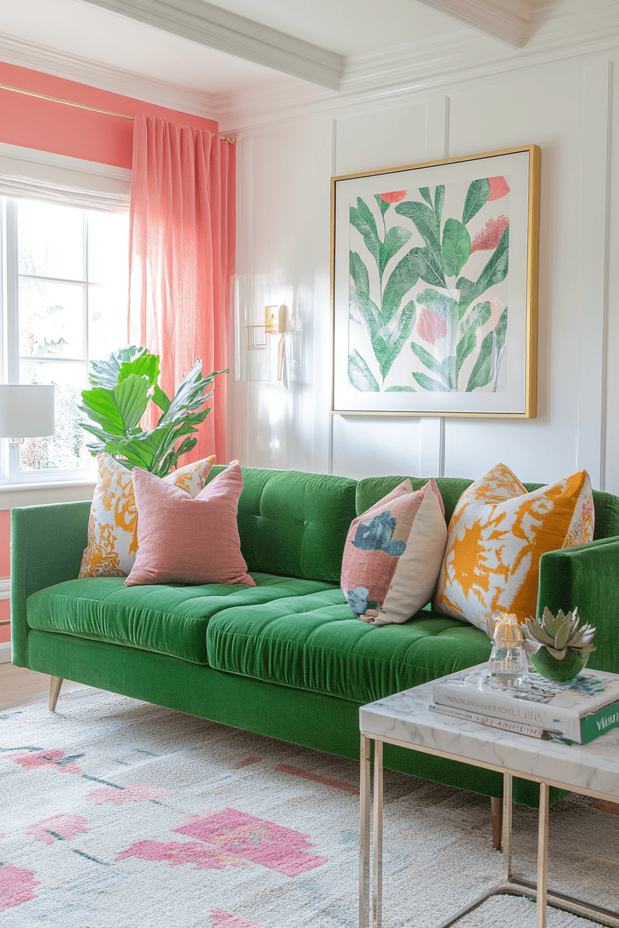 green couch living room