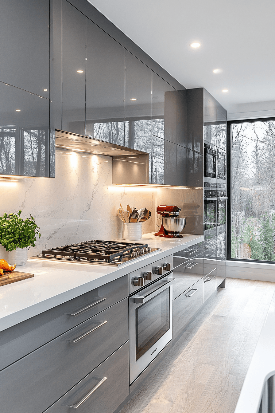Grey Cabinets White Countertops