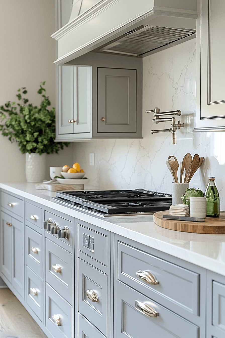 Grey Cabinets White Countertops