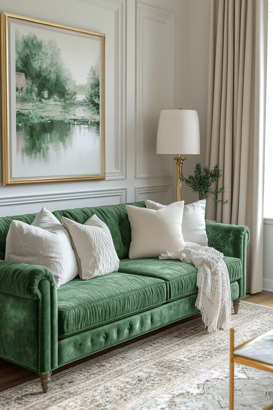 green couch living room