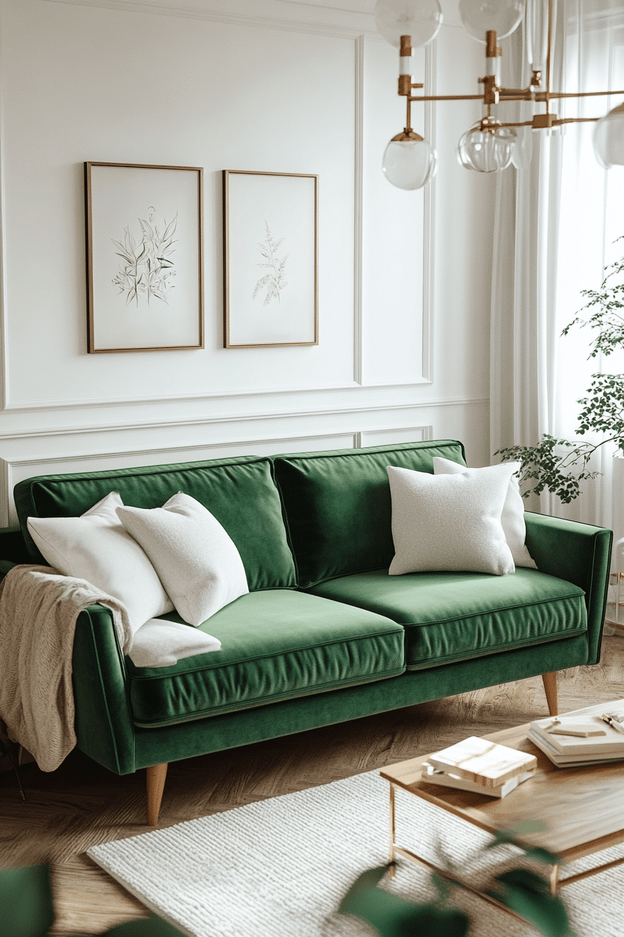 green couch living room