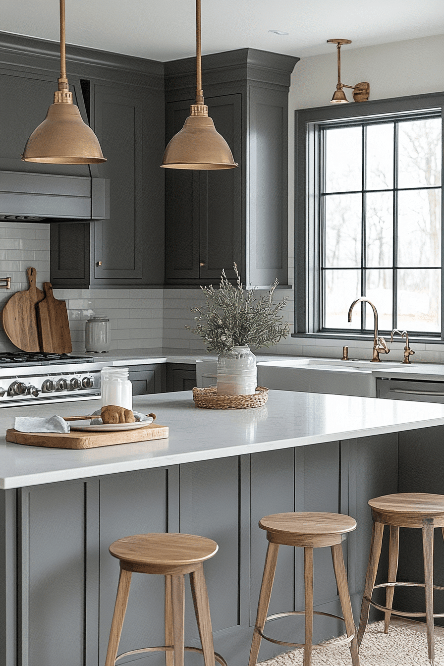 Grey Cabinets White Countertops