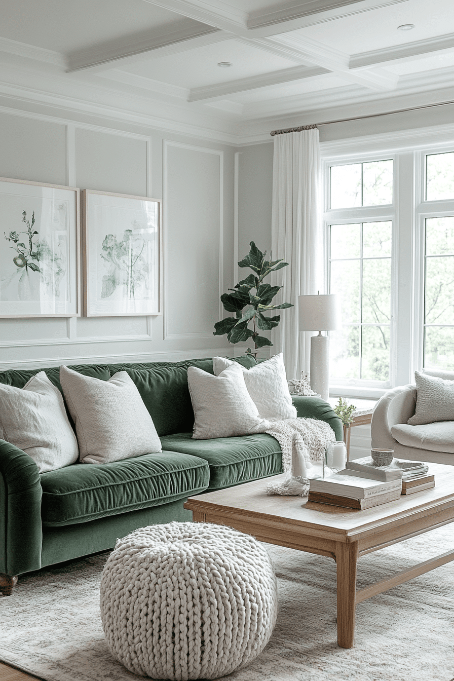 green couch living room