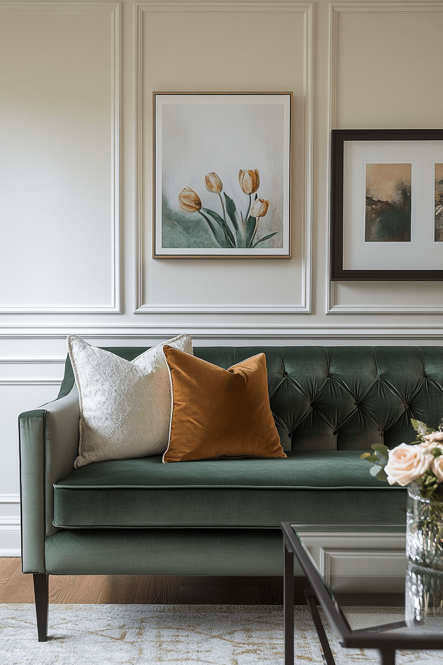 green couch living room