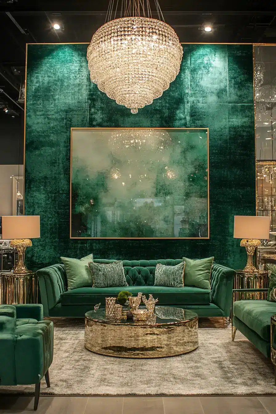 emerald green living room