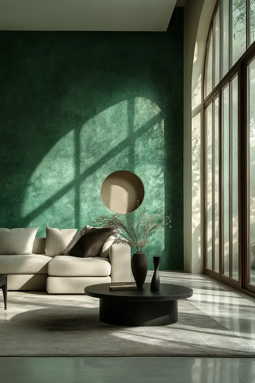 emerald green living room