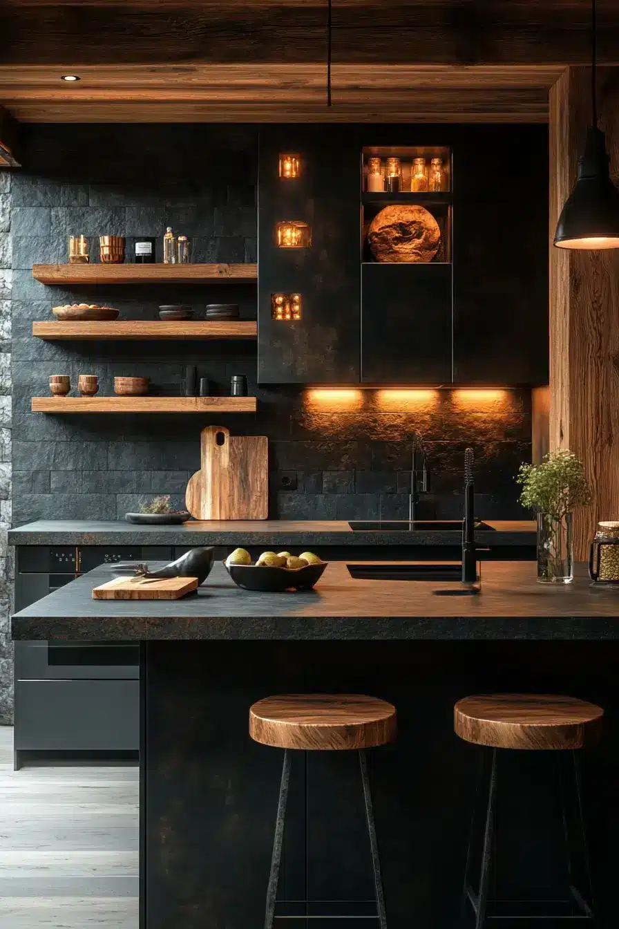 dark rustic kitchen