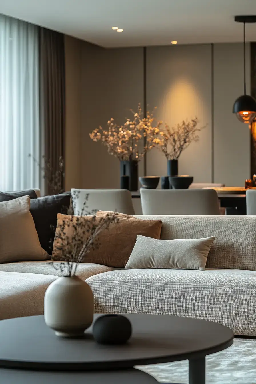 grey and beige living room