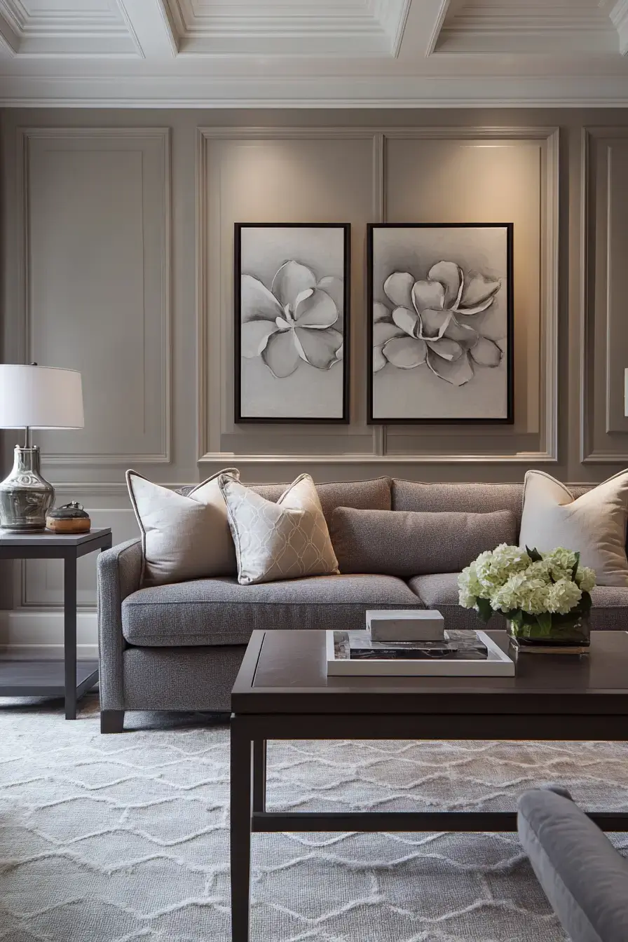 grey and beige living room