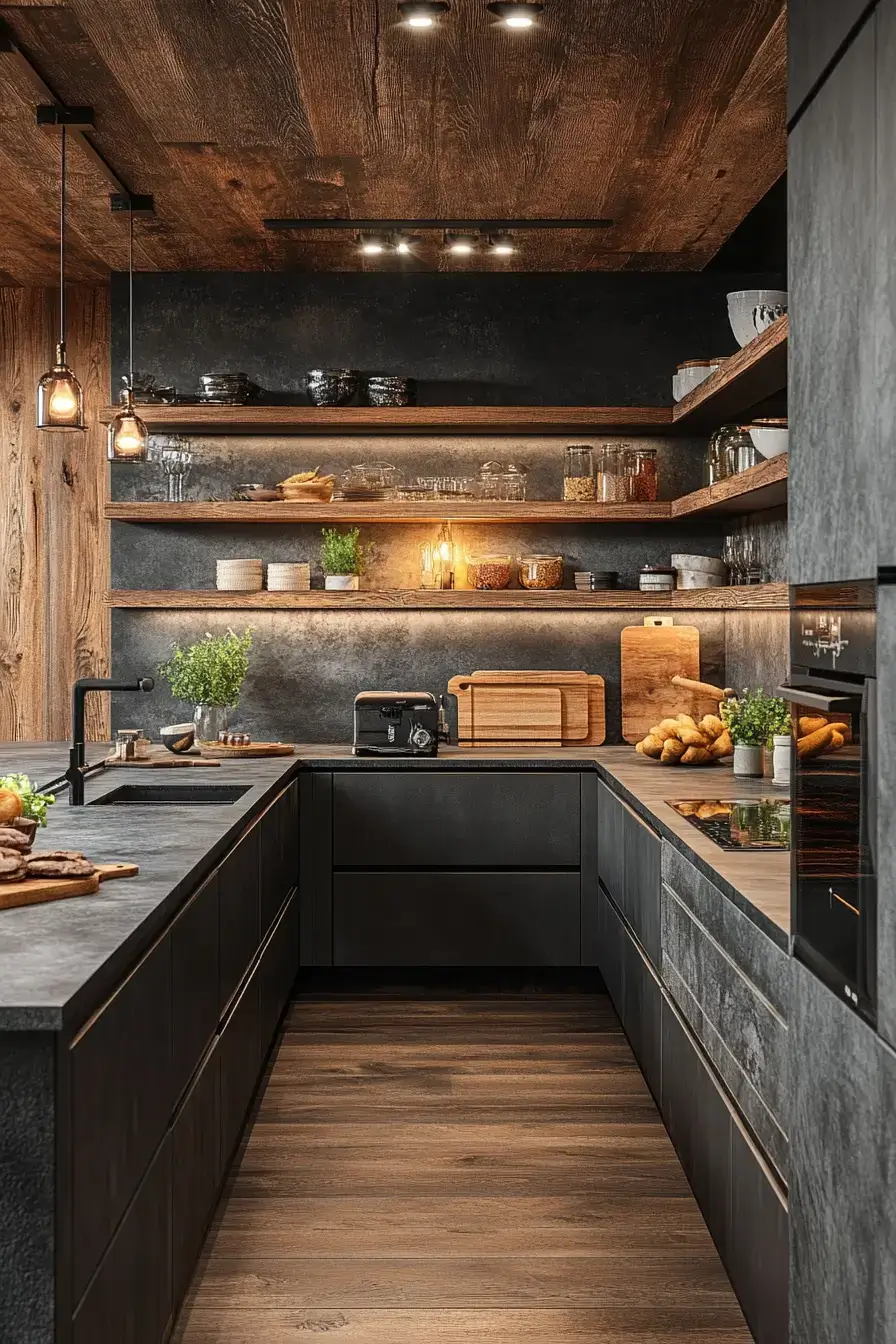 dark rustic kitchen
