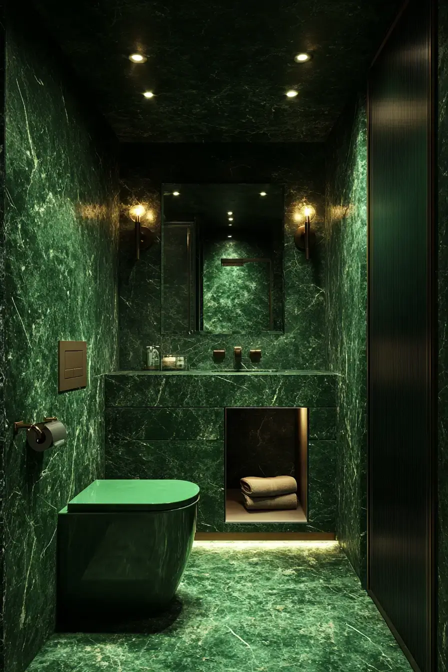 emerald green bathroom