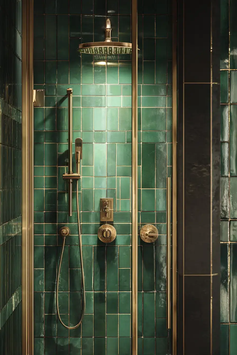 emerald green bathroom