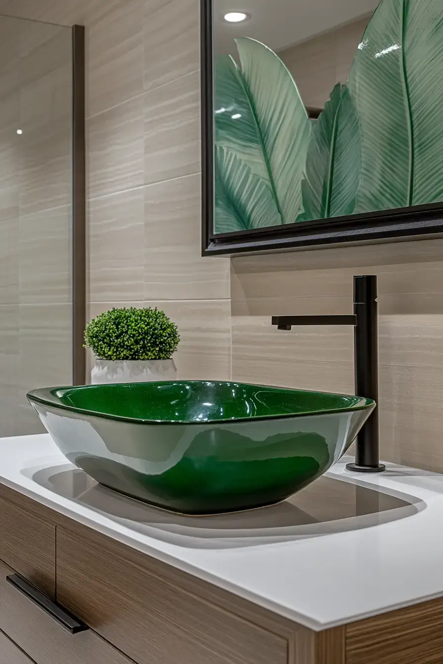 emerald green bathroom