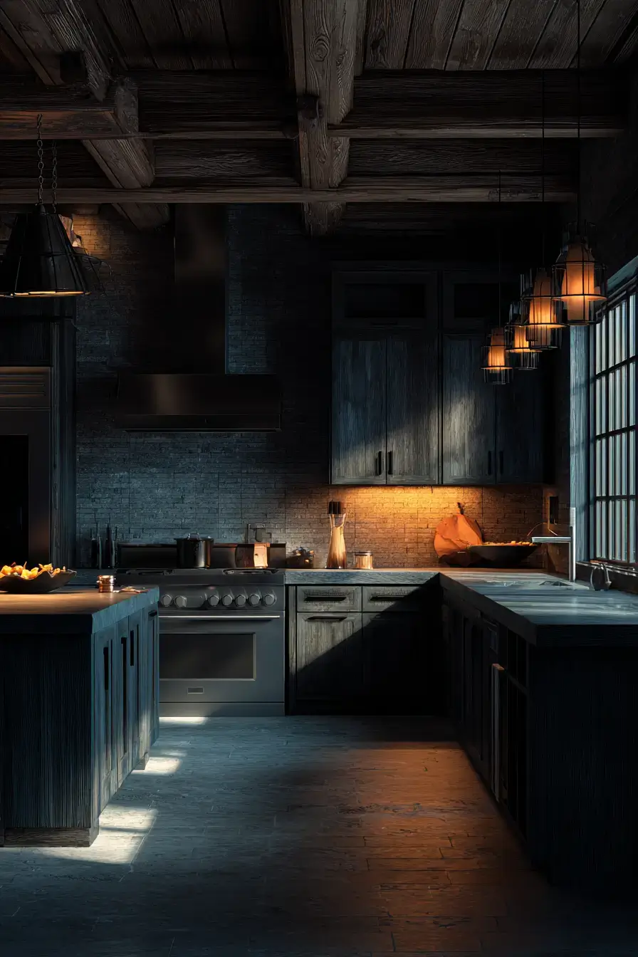 dark rustic kitchen