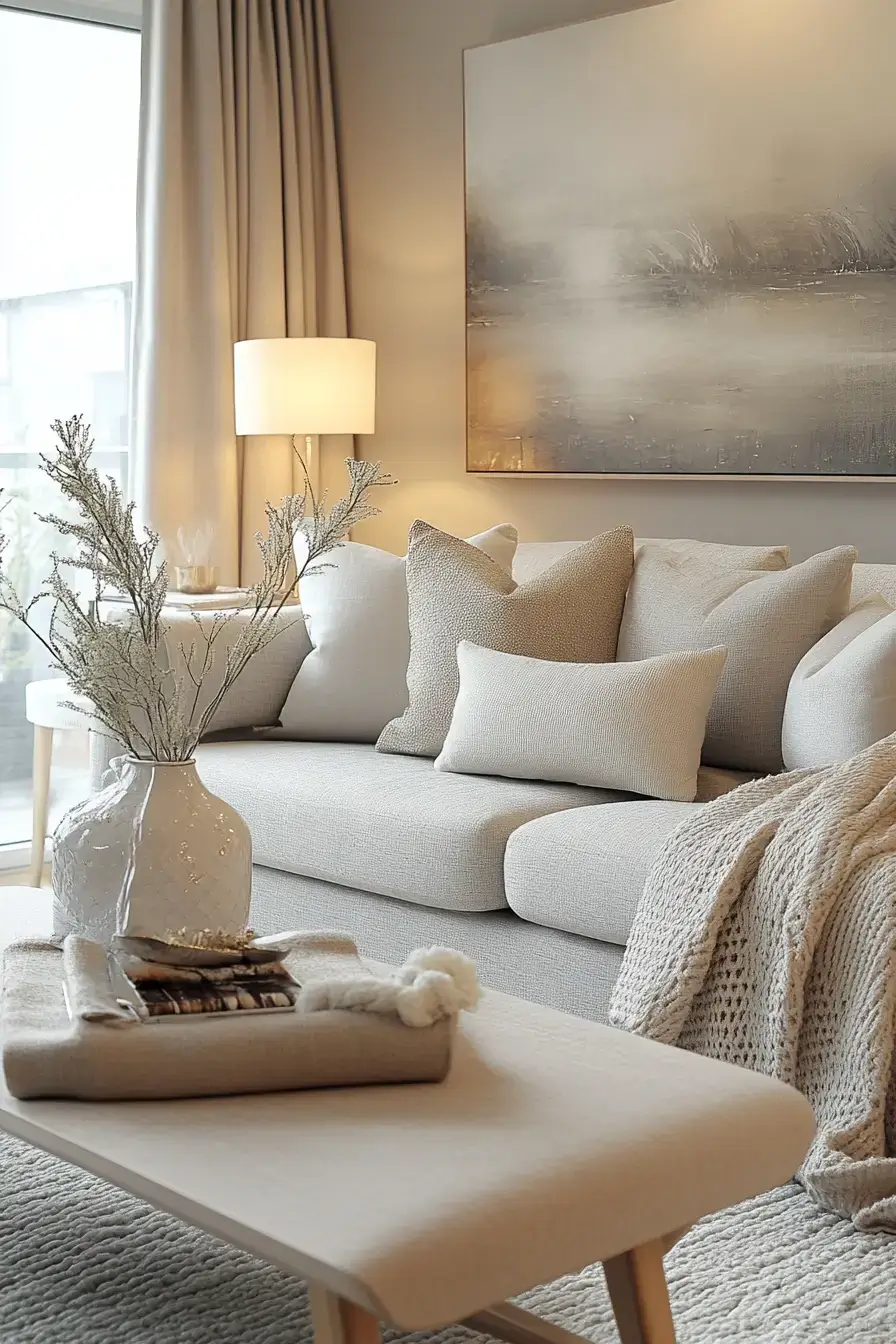 grey and beige living room