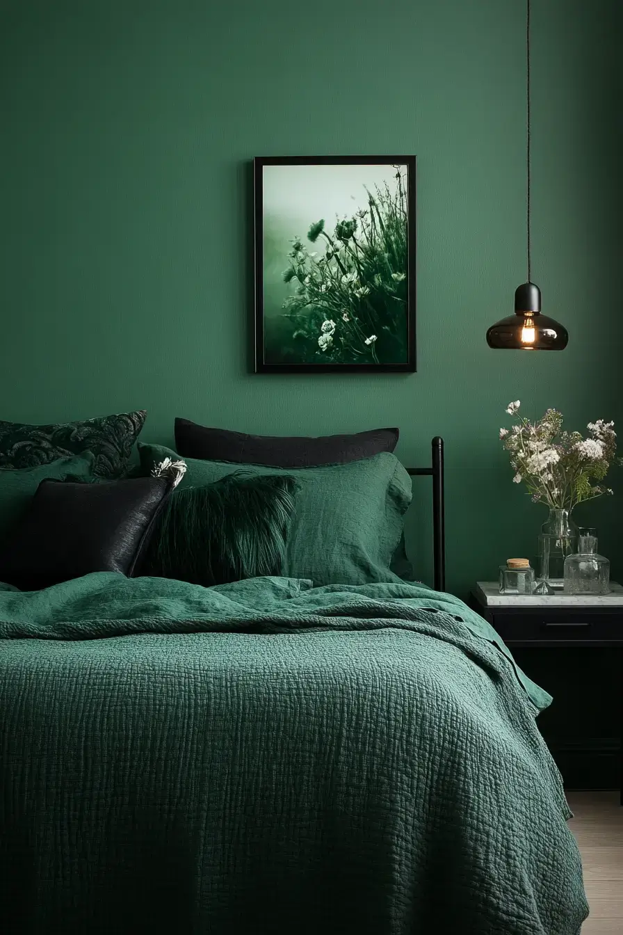 emerald green bedroom