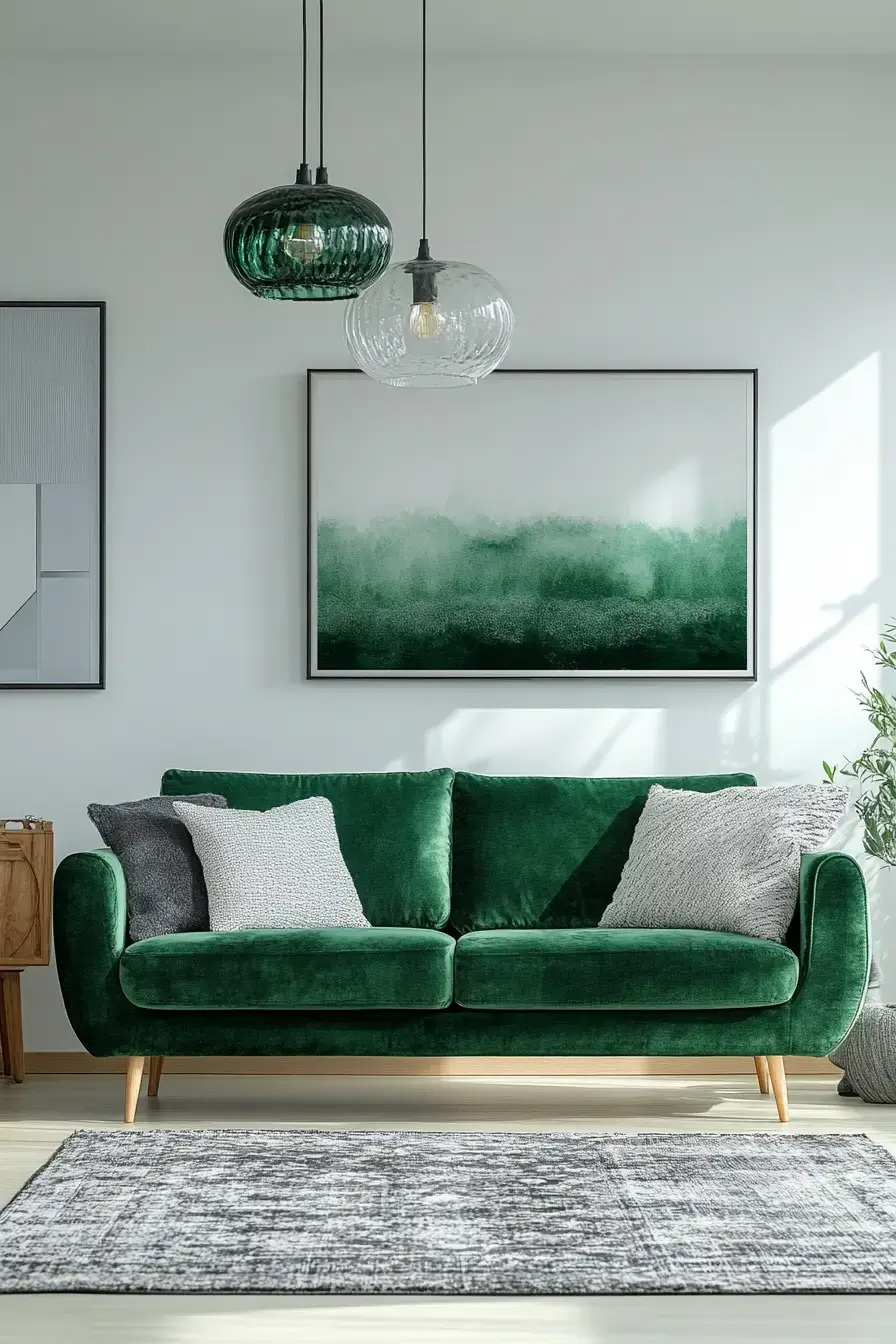 emerald green living room